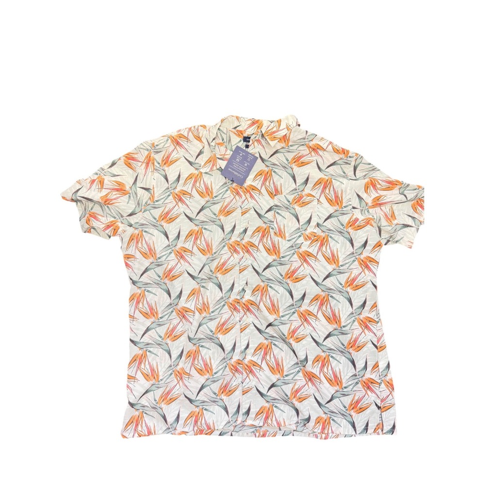 Croft & Barrow Mens XXL Tropical Bird of Paradise Floral Button Down Shirt NWT